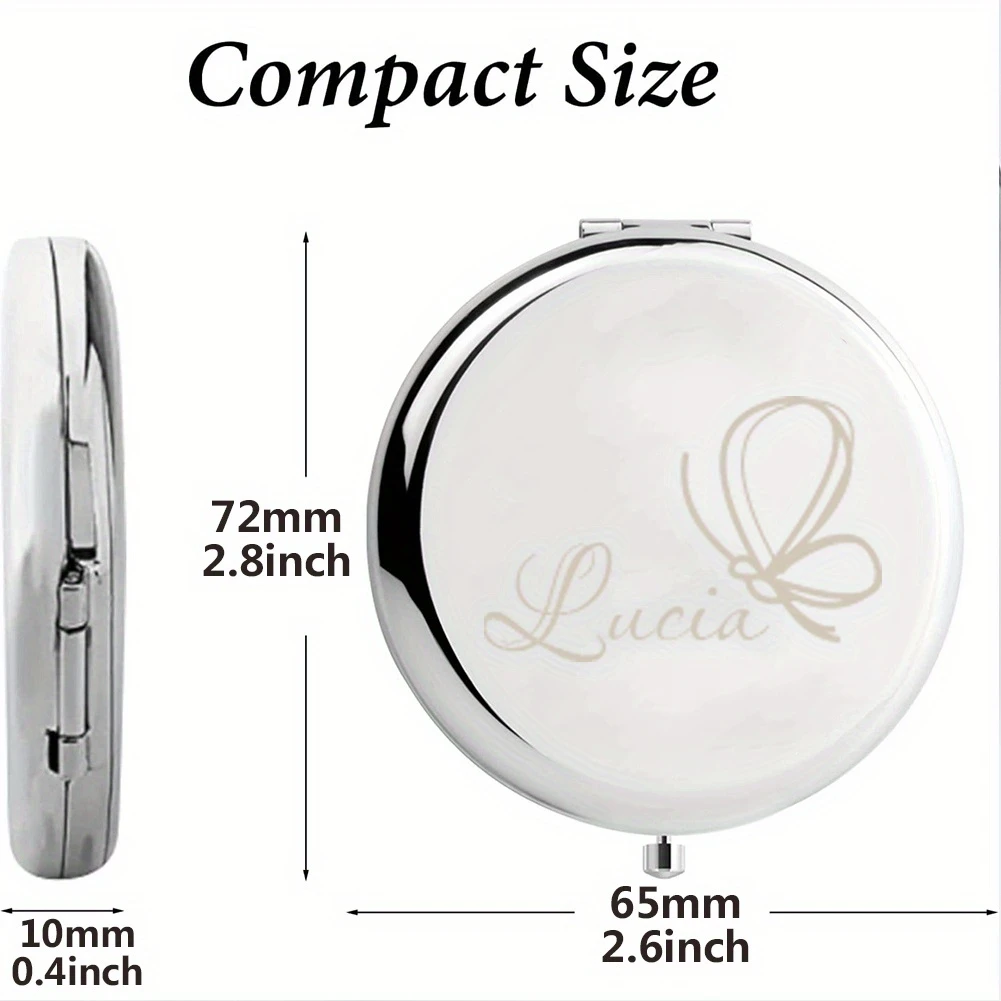 Custom Name Butterfly Folding Pocket Makeup Mirror, 4 Colors, Gift for Sister & Friends, Birthdays, Anniversaries and Halloween