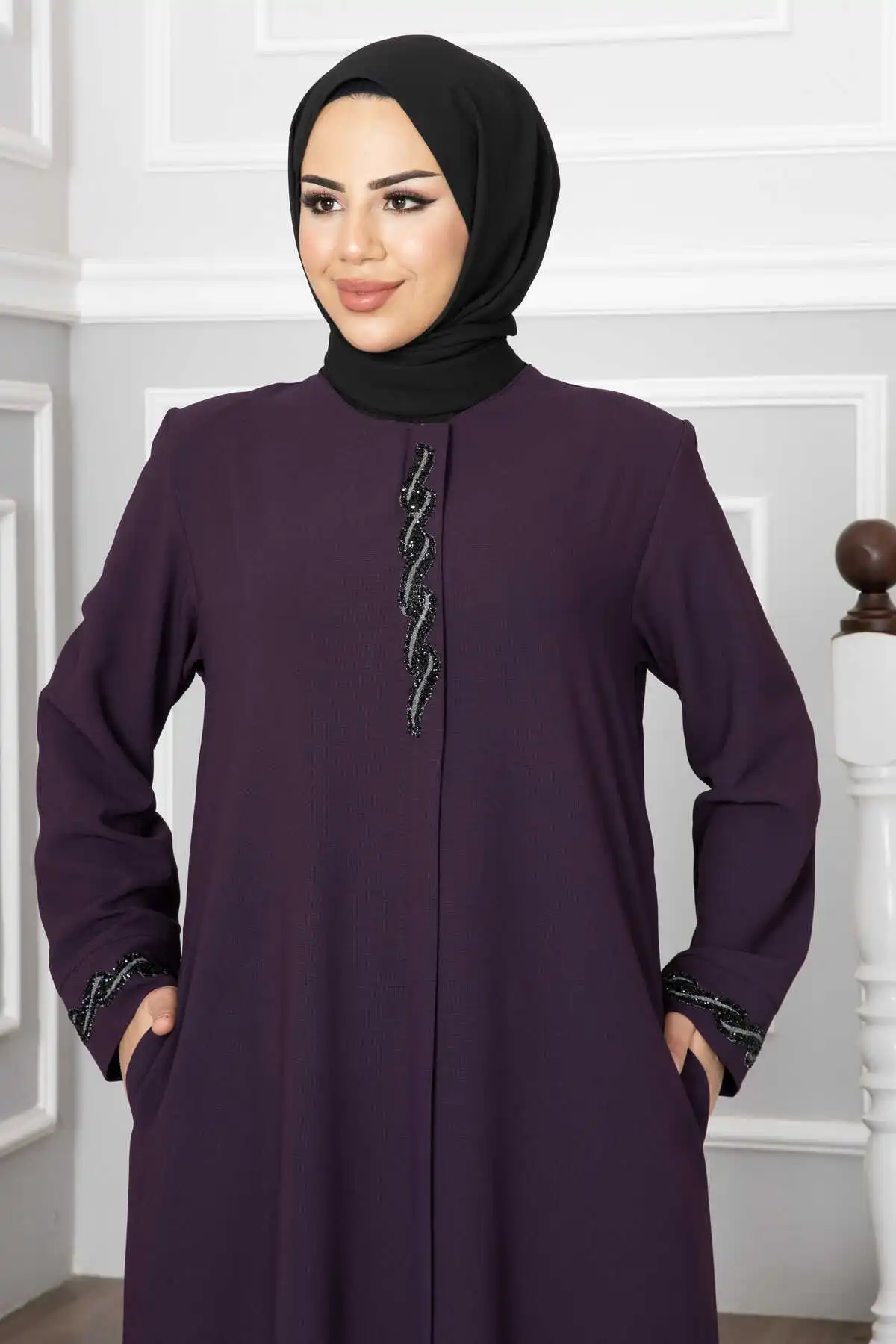 

Stone Embroidered Hijap Abaya Dresses for women Women Long Sleeve Muslim Abaya Black Dress Woman dress skirt Turkey 2023