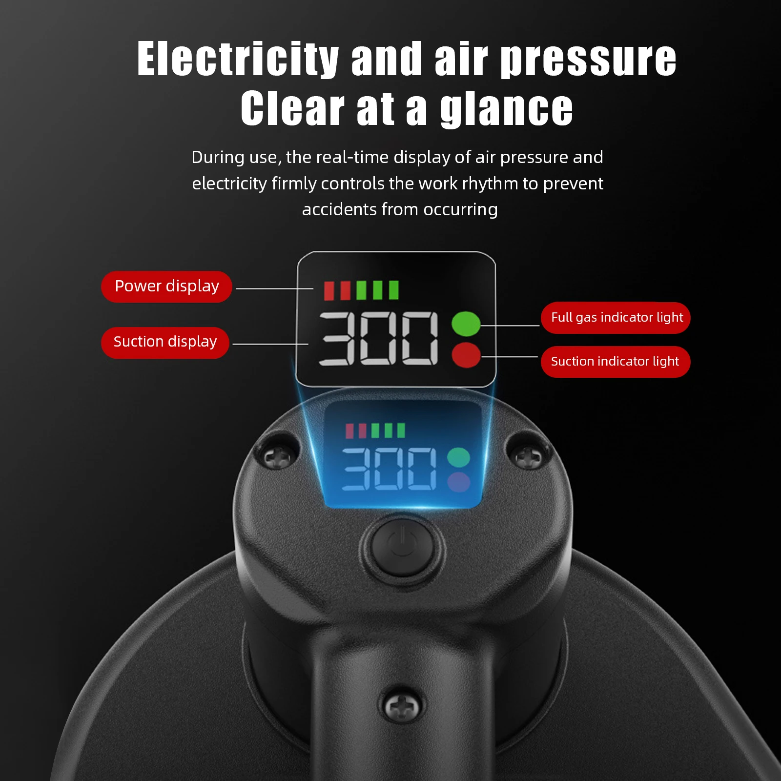 300 kg Tragkraft, industrietauglicher elektrischer Vakuumsaugnapf, Hochleistungsheber, Doppelmotor, 3600 mAh Batterie, automatische Luftversorgung zum Heben von Fliesen, Glas und Stein. – Detail 6