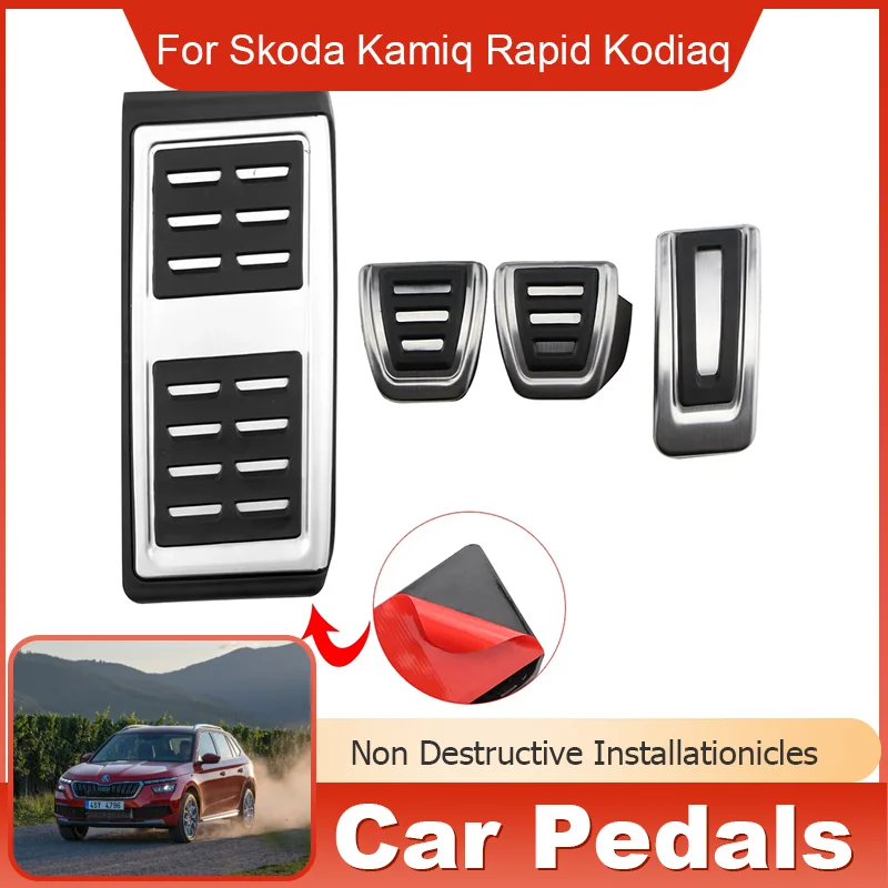 LHD AT MT Paste Car Pedals Accelerator Gas Brake Rest Pedal Accessories for Skoda Kamiq Rapid Kodiaq 2019 2020 2021 2022 2023