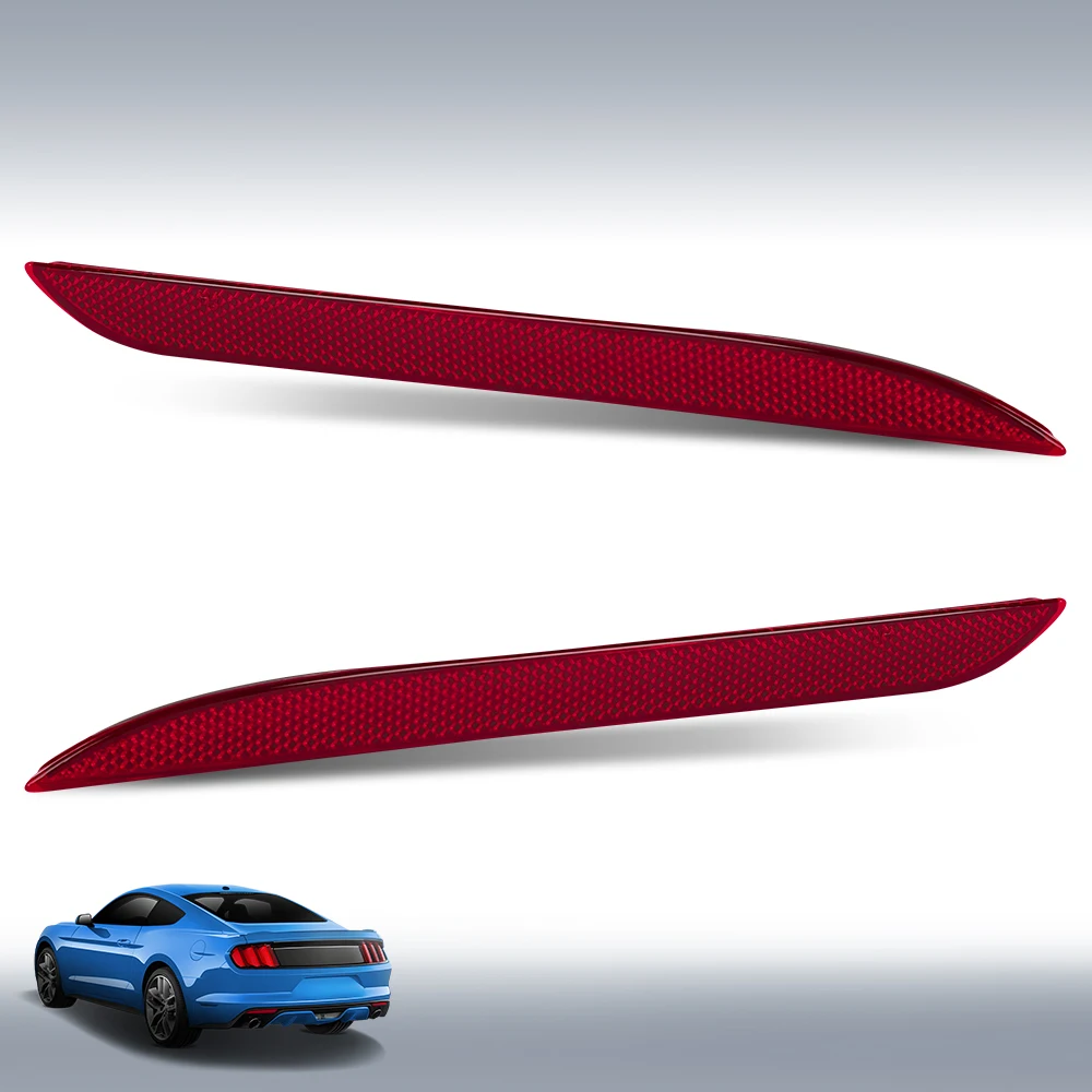 

Комплект отражателей заднего бампера автомобиля, левая и правая сторона, подходит для Ford Mustang Coupe 2015-2017 Fr3Z15A448A Fr3Z15A449A, красный, водонепроницаемый