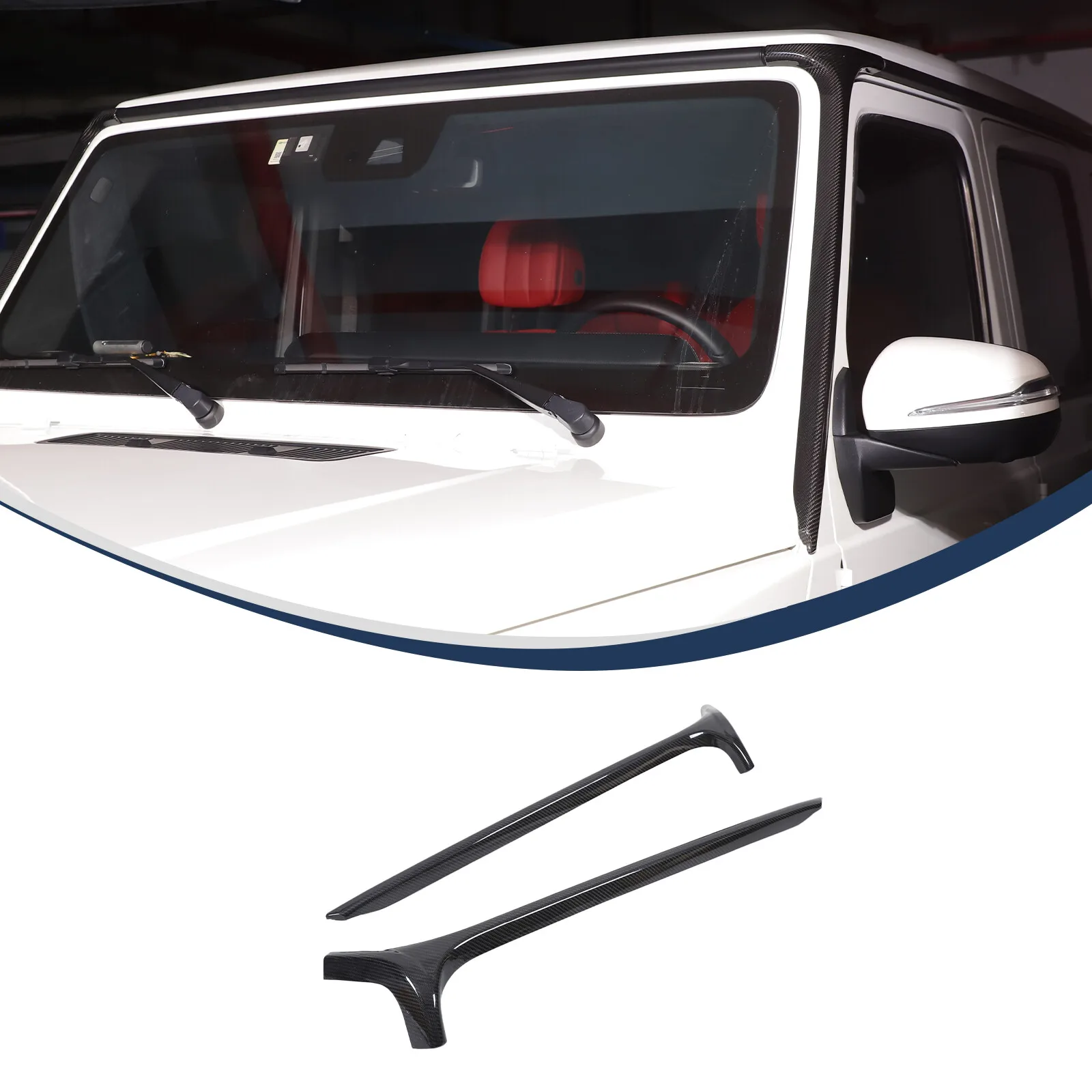 Dry Carbon Fiber Car Front Windshield A Pillar Trim Decorative Strip For Mercedes Benz G Class W464 2019-2025 Molding Kit