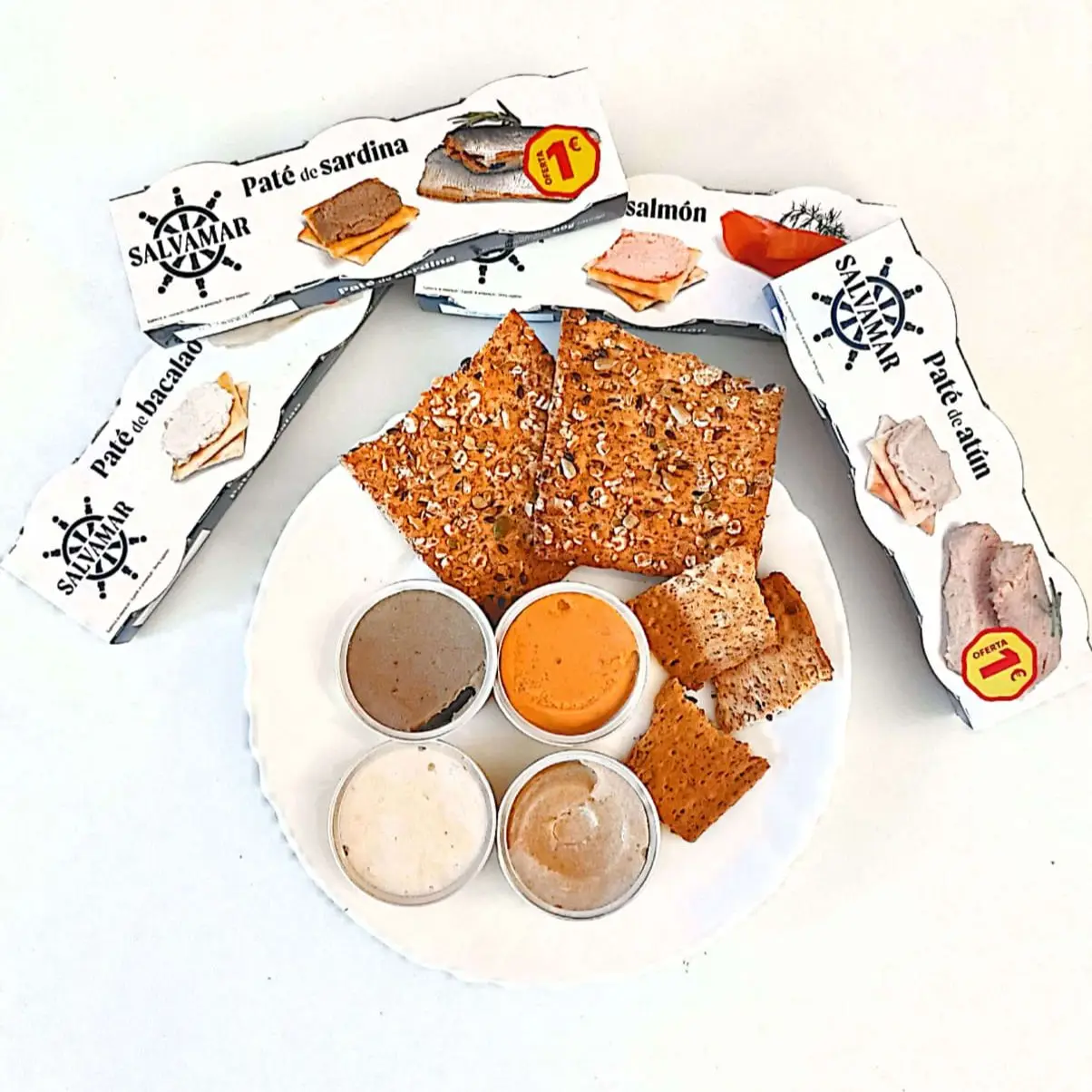 Paté de Atún Salvamar- Delicioso paté en monodosis con auténtico sabor a Atún - Cada estuche contiene 3 monodosis de 23gr cada una - La caja