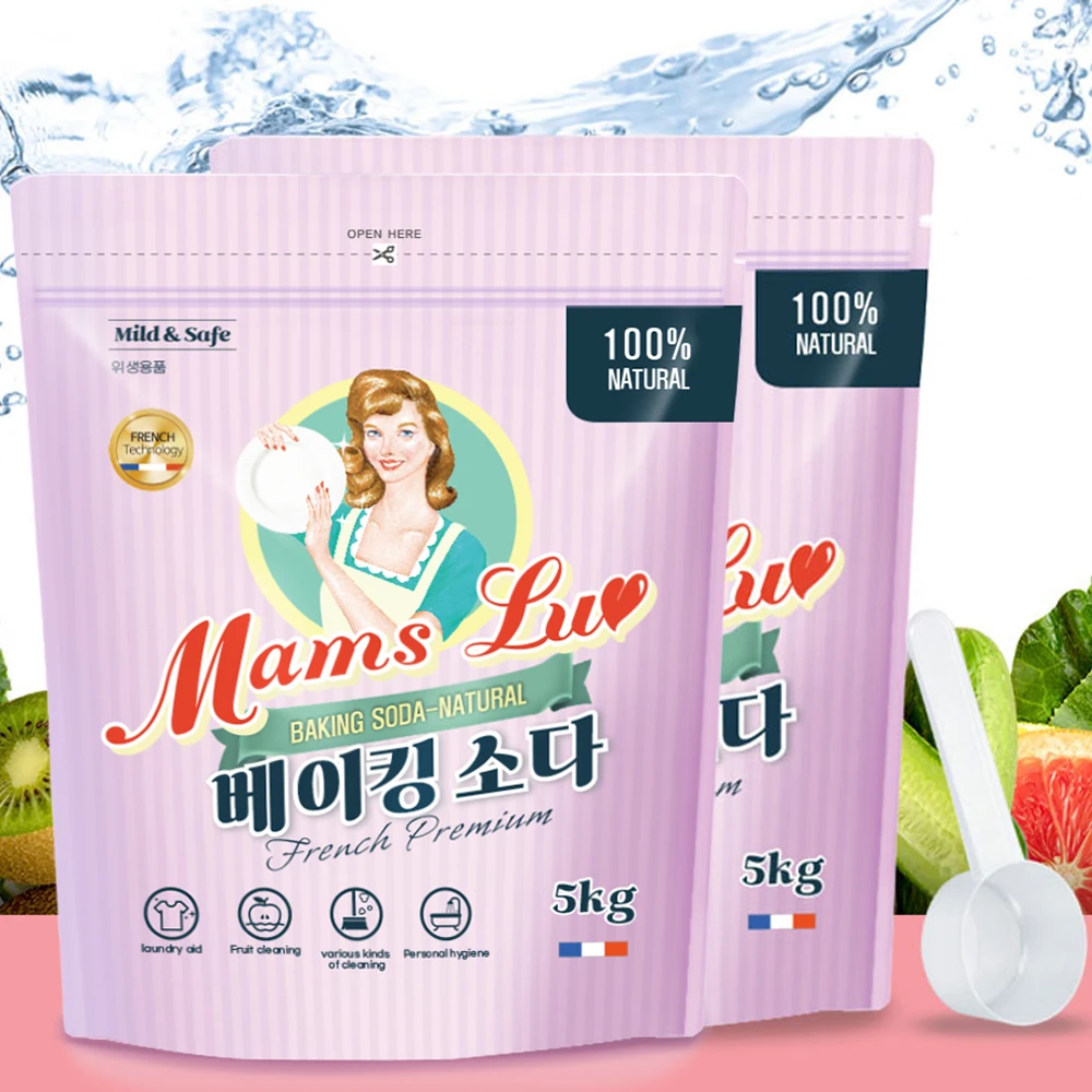 맘스럽 5KG 베이킹소다 프렌치 프리미엄 파우치형 1등급원료 비건세제 저자극세제 대용량세제 세정제 주방세제 가루세제 청소용품