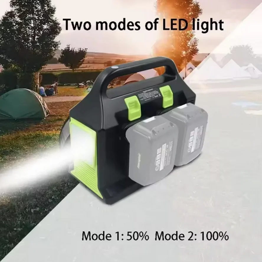 Wechselrichter für Makita 18V Akku, reiner Sinuswellen-Wechselrichter für Camping, Notfall, kabellose LED-Arbeitsleuchte, tragbare Campinglaterne mit zwei Modi für Notfälle im Freien,