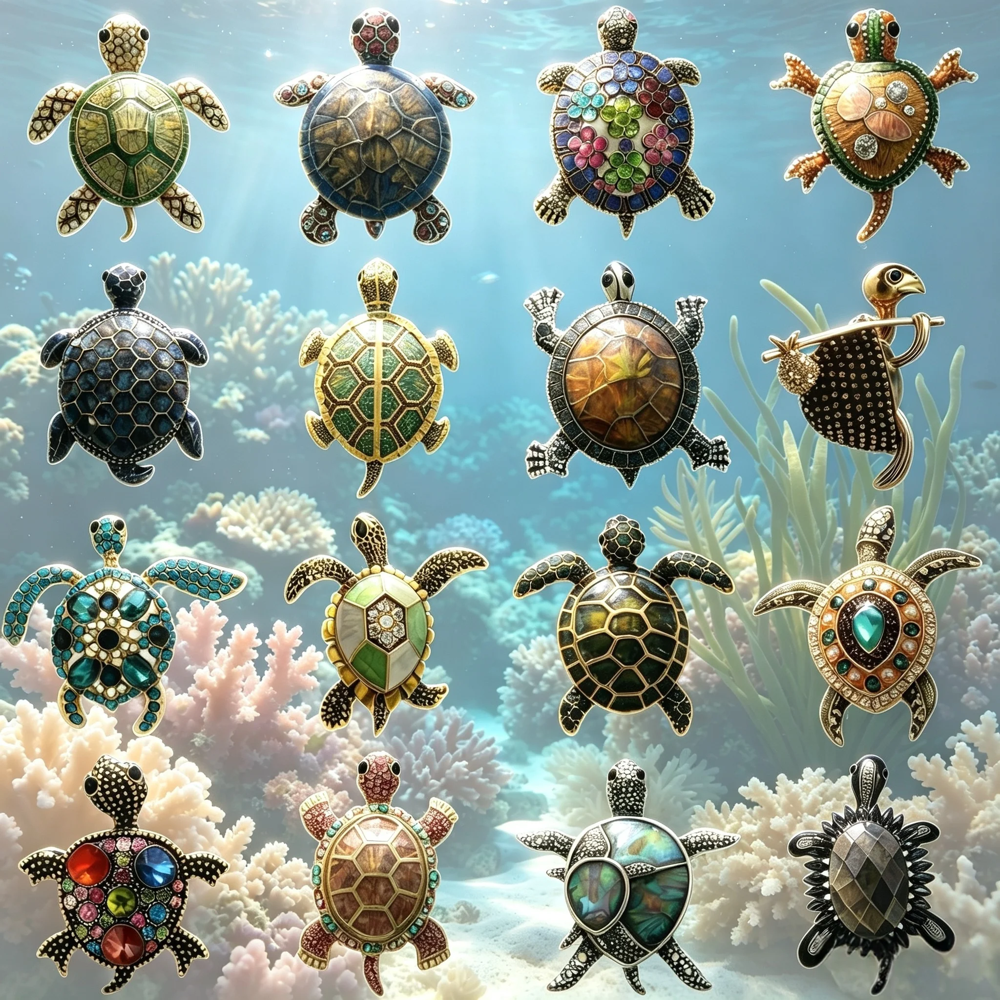 Essh&Pule Turtle Tortoise Animal Brooch Pin, Vintage Enamel Crystal Rhinestone Jewelry, Women Fashion Gift Lapel Pin