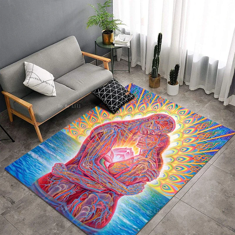 Sexualidad Sagrada Abstract Psychedelic Lovers Bodies Spiritual Cannabacchus Poster Ultra Soft Flannel Floor Rugs By Ho Me Lili