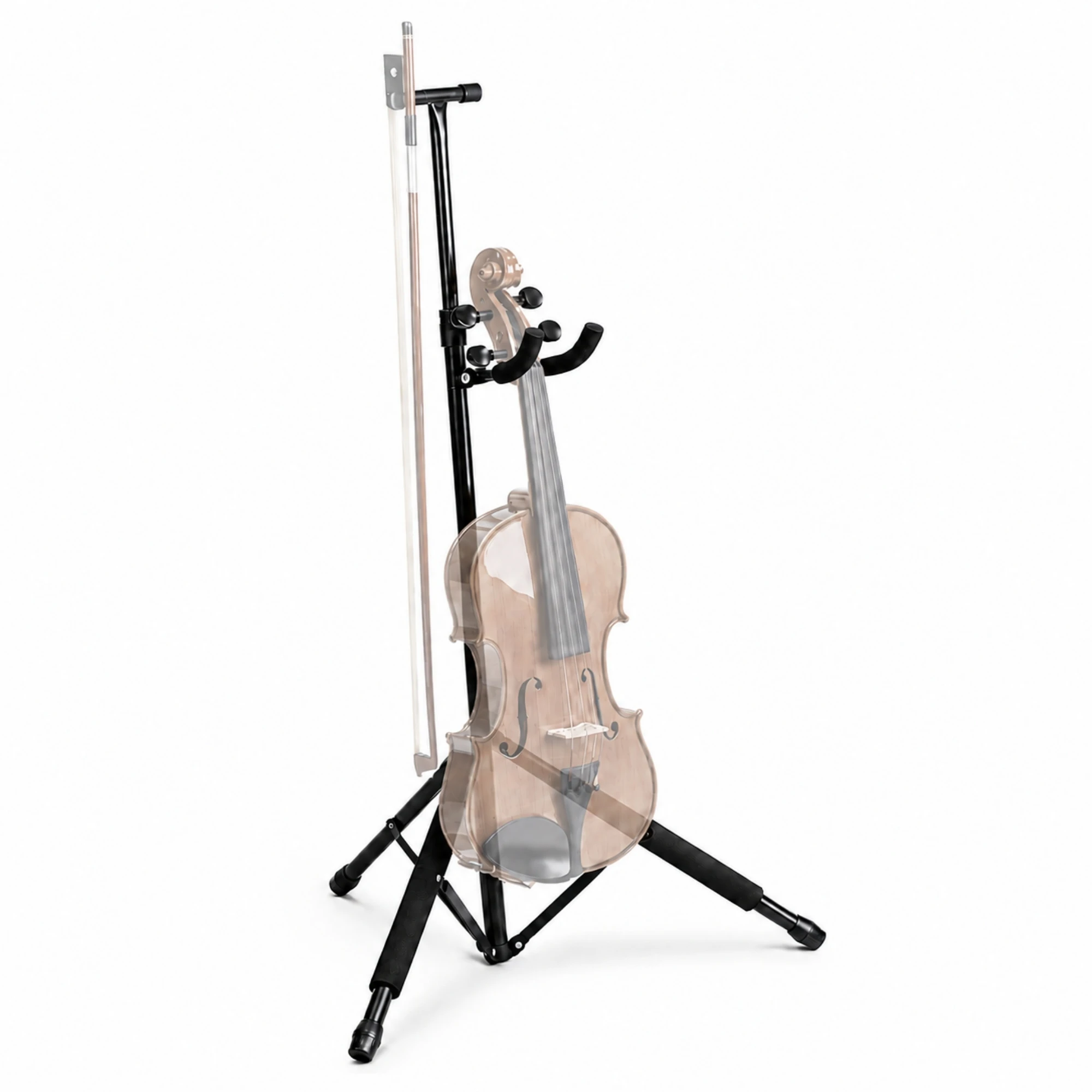 5 Core Violin Stand with Bow Holder Adjustable Heavy Duty Cello Banjo Mandolin Holder