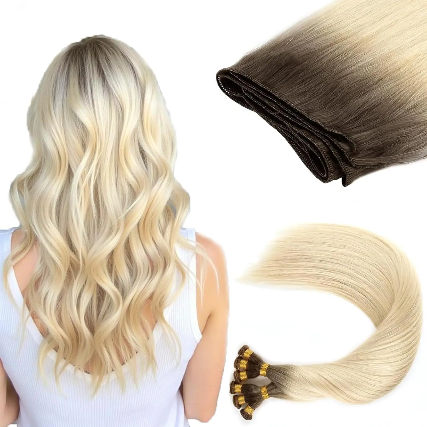 

Наращивание волос Sixstarhair, пришитые наращивания, 50 г, 3 шт., 18 футов, 20 дюймов, завязанные вручную утки, настоящие человеческие волосы Remy для женщин