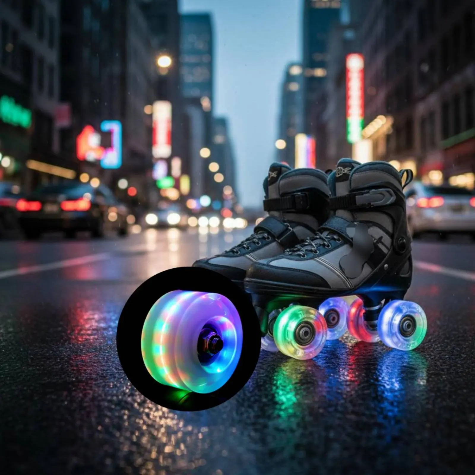 4 Pieces Light up Roller Skate Wheels Wear-Resistant PU LED Roller Skate Wheel Polyurethane Skating Equipment