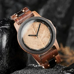 BOBO BIRD Wooden Fashion Watch Men Original Leaf Dial Quartz Hand Watch Men's Eco-Friendly Wristwatch Clock 2024 New Arrival