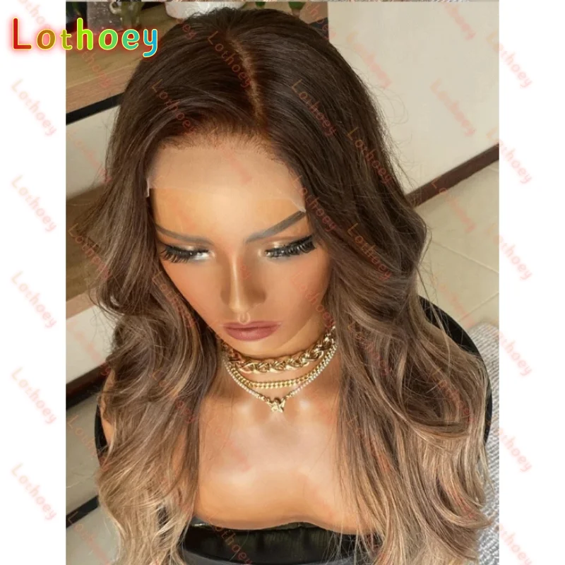 Натуральная линия волос, кружевные передние парики, коричневый, объемная волна, человеческий парик, длинный прямой макияж, косплей, повседневное женское использование
