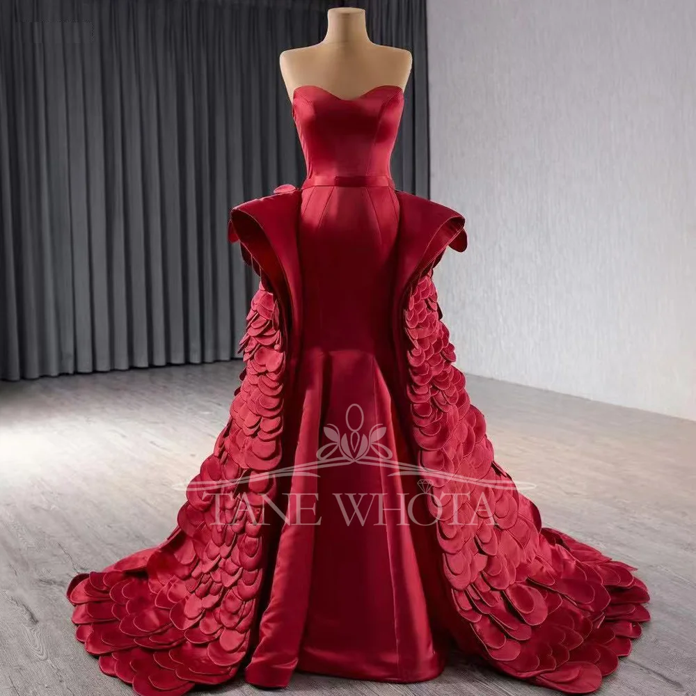 Красное атласное милое вечернее платье русалки 2025, элегантное женское модное платье для выпускного вечера