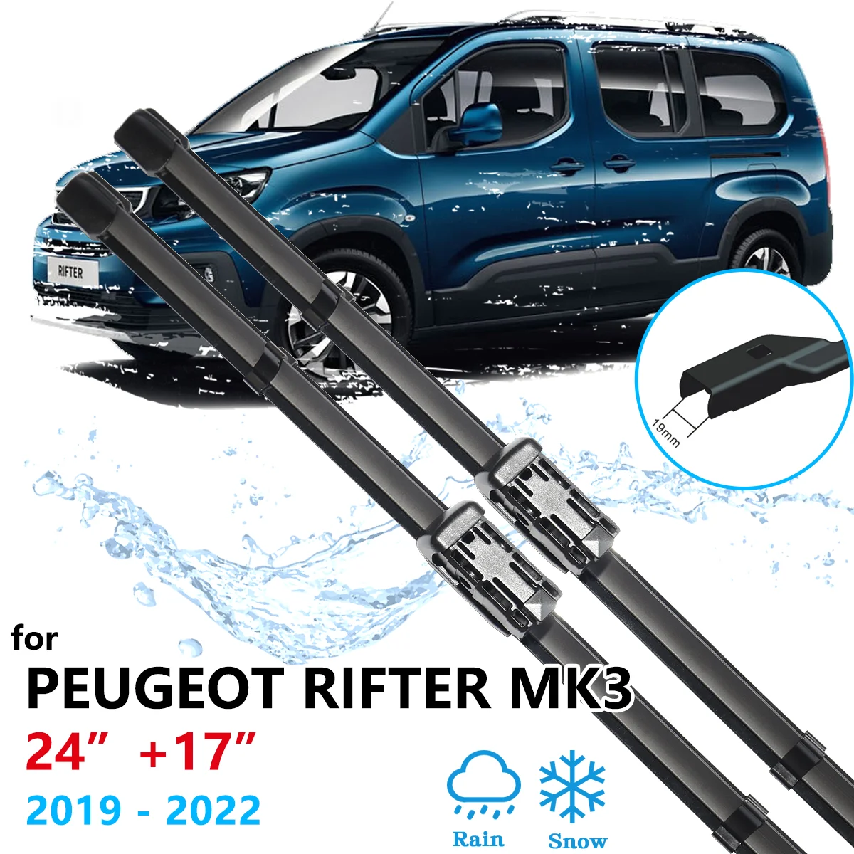 For Peugeot Rifter MK3 2019 2020 2021 2022 Front Rear Set Wiper Blades Windows Replacement Cleaning Window Car Auto  Accessories