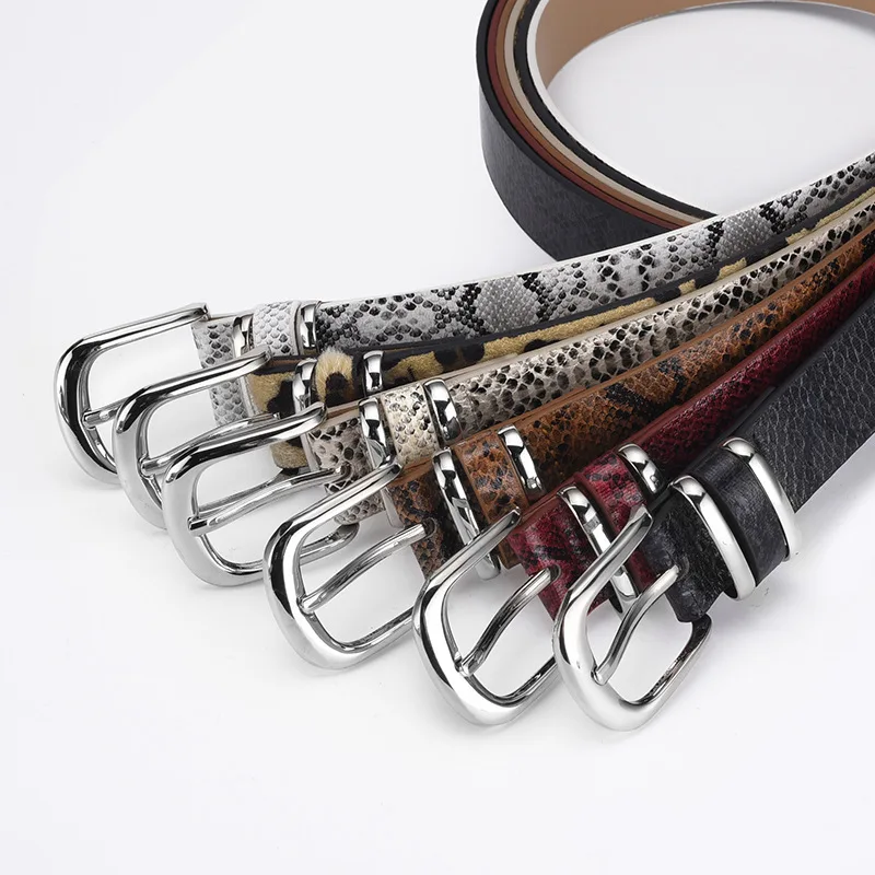 Retro Ethnic Style Women's Belt Needle Buckle PU Leather Belt with Square Metal Buckle Decorative Belt for Jeans Pants