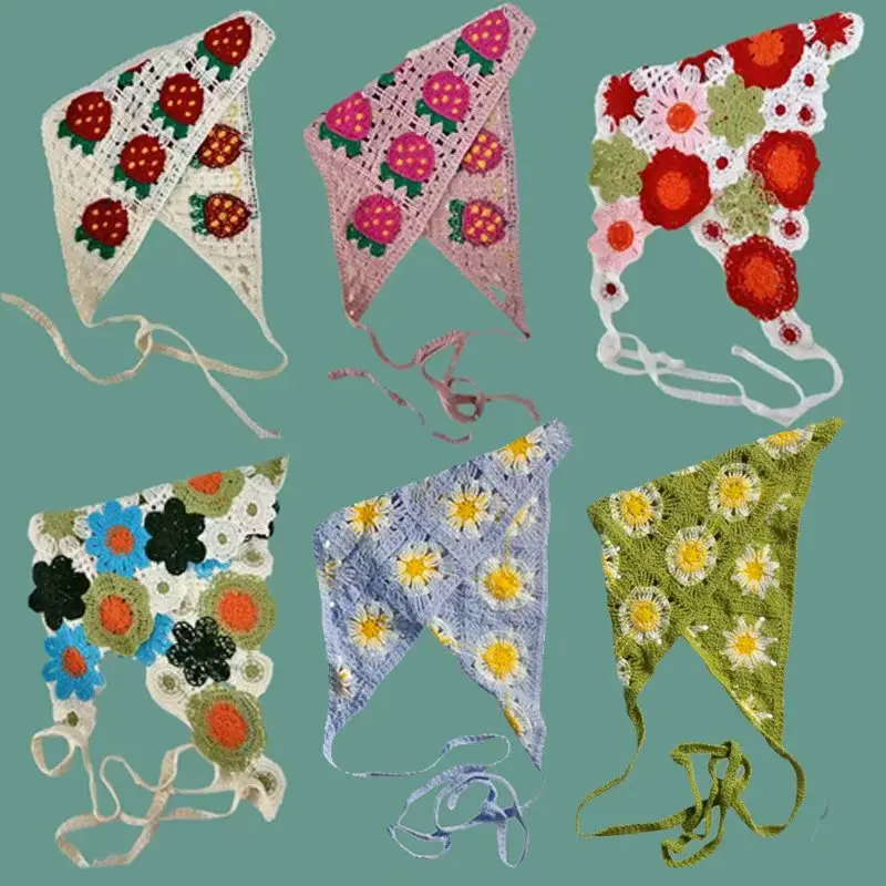 1/6 Stück Süßer Gestrickter Dreiecksschal Turban Stirnband für Frauen zum Tragen beim Ausgehen, Modisches Mädchen-Fotografie-Bandana Haarband – Detail 1