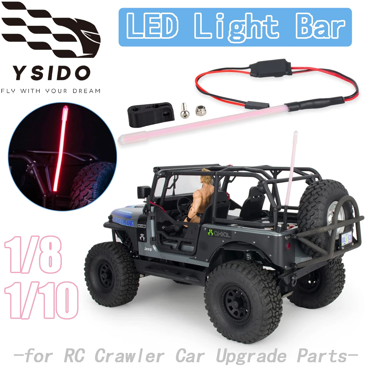 

LED Light Bar Night Spotlight Ambient Light Taillight 7-28V for 1/10 1/8 Axial SCX10 SCX6 Traxxas TRX4 D90 RC Crawler Car Parts