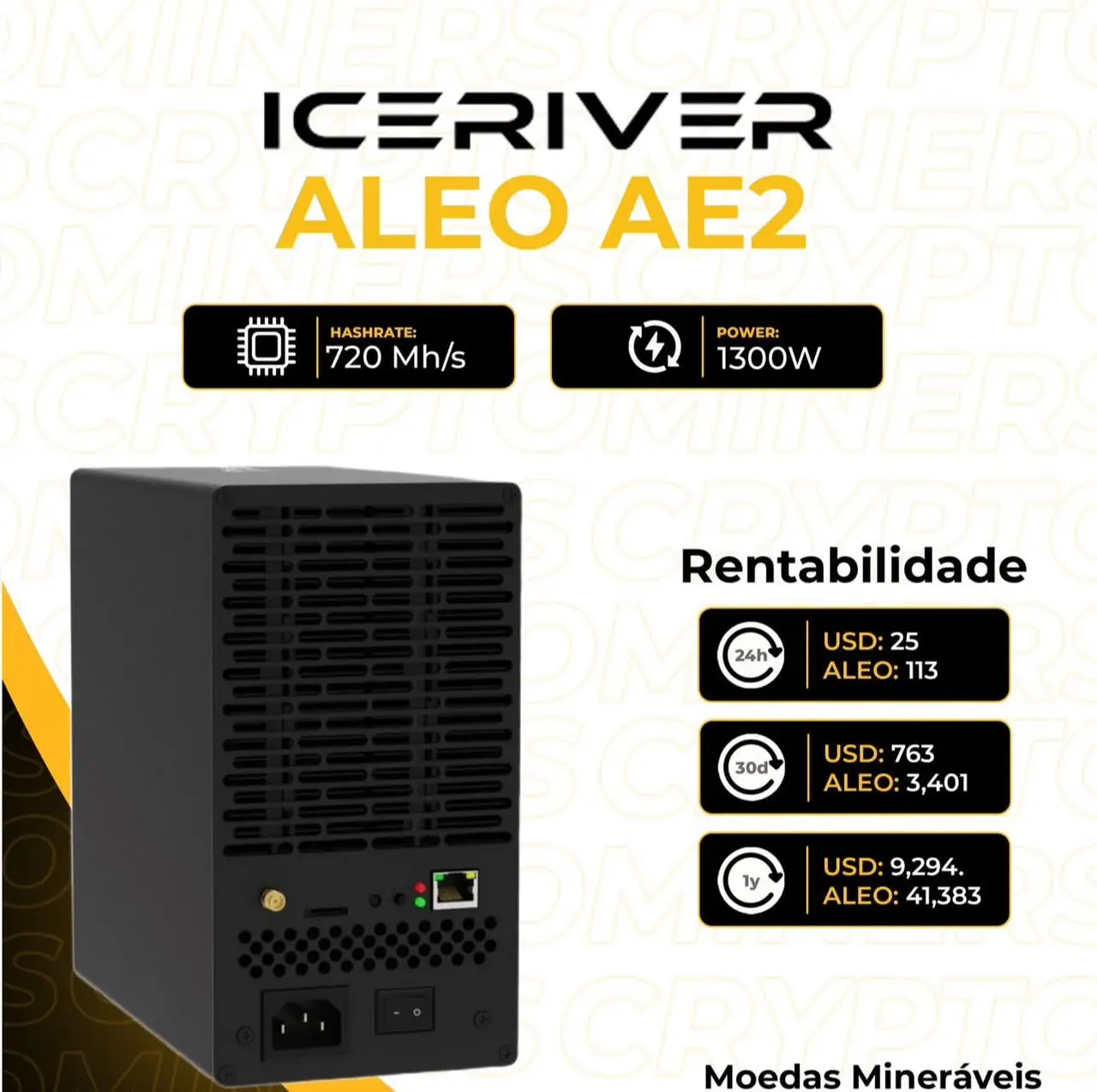 PREMIUM OFFER BUY 6 GET 3 FREE NEW IceRiver AE2 720M 1300W ALEO Miner - AE2 720Mh/s Spot Include PSU
