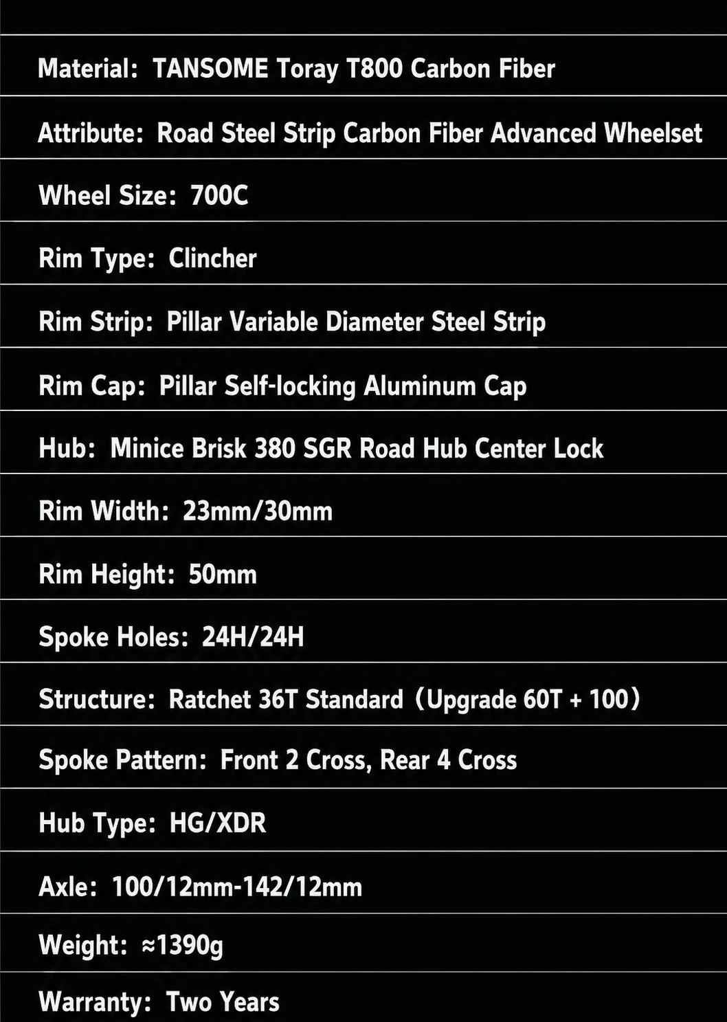 Rennrad-Scheibenbremsenlaufräder mit Ratchet-System, 700C 36T Wave Carbon Laufradsatz, 50mm Profilhöhe, Rennrad-Speichenlaufräder, 24 Speichen, Aero Carbonfaser-Laufräder – Detail 2