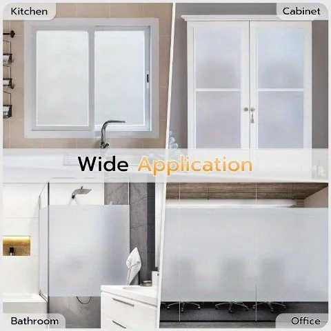 Frosted Privacy Window Film Static Cling No Glue Heat Control Translucent Removable for Bathroom Glass Door Mirror Shower