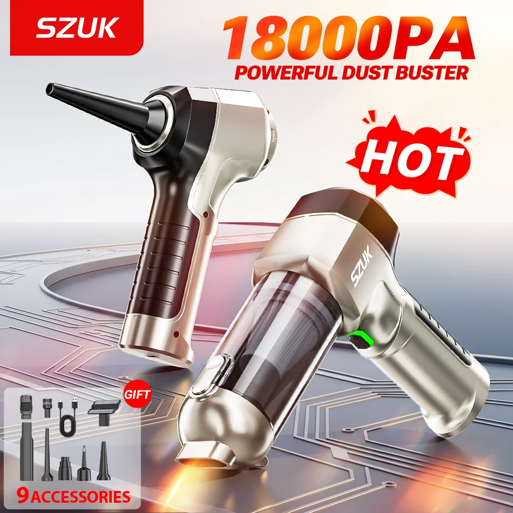 SZUK Mini Car Vacuum Cleaner 18000Pa Strong Suction Portable Cleaning Machine Powerful Handheld Wireless Vacuum Cleaner for Car