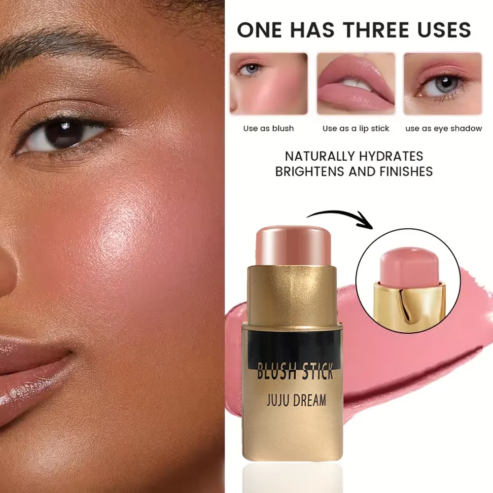 Colorete en barra, multifuncional para rostro y labios, maquillaje natural desnudo, contorno iluminador, resistente al agua de larga duración, seguro unisex