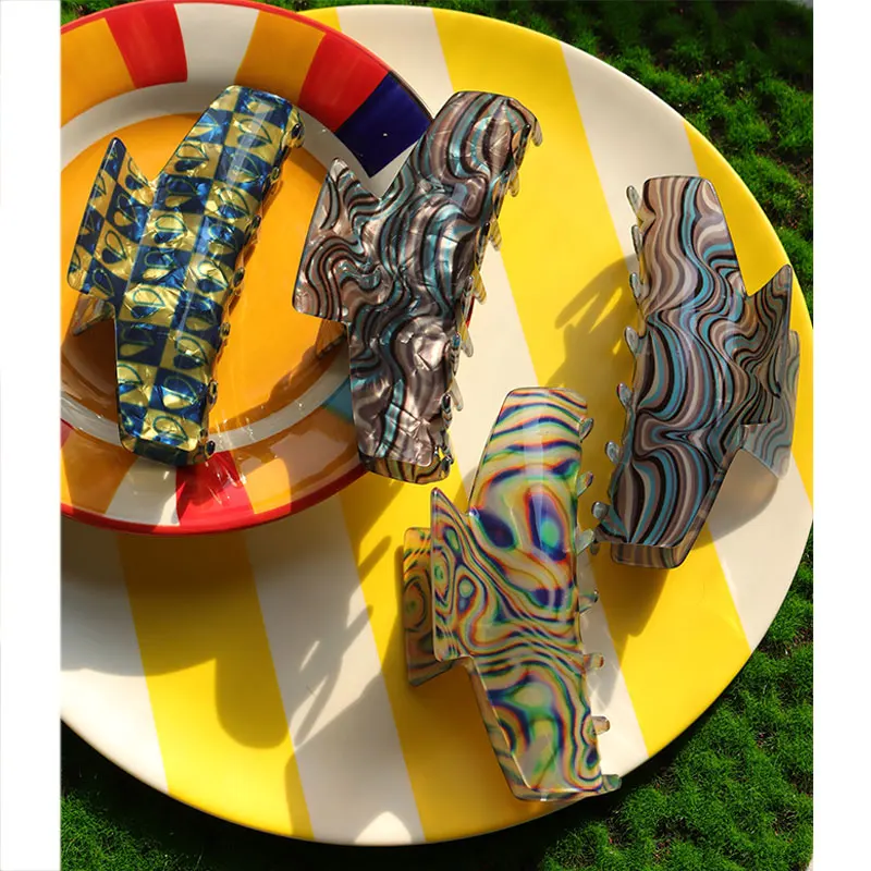 Colorful Laser Love Bloom Texture Acetic Acid Hair Catch Autumn Winter Daily Headdress HUANZHI 2O22 NEW Magazine Accessories