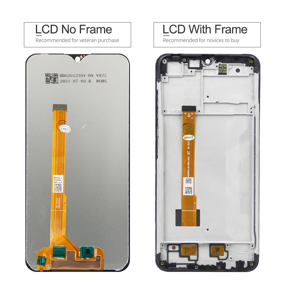 6.22\'\' For VIVO Y91 Y93 Y95 LCD Display Touch Screen 1816, 1817, 1820, 1811 Digitizer Assembly With Frame Replacement