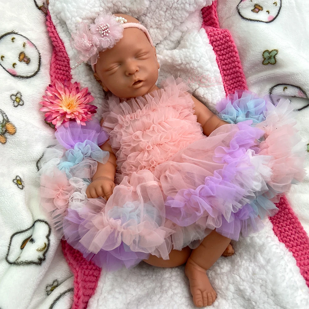 18Inch Soft Silicone Reborn Doll Lifelike Closed Eyes Realistic Newborn Soft Elastic Body Reborn Doll For Collection Display