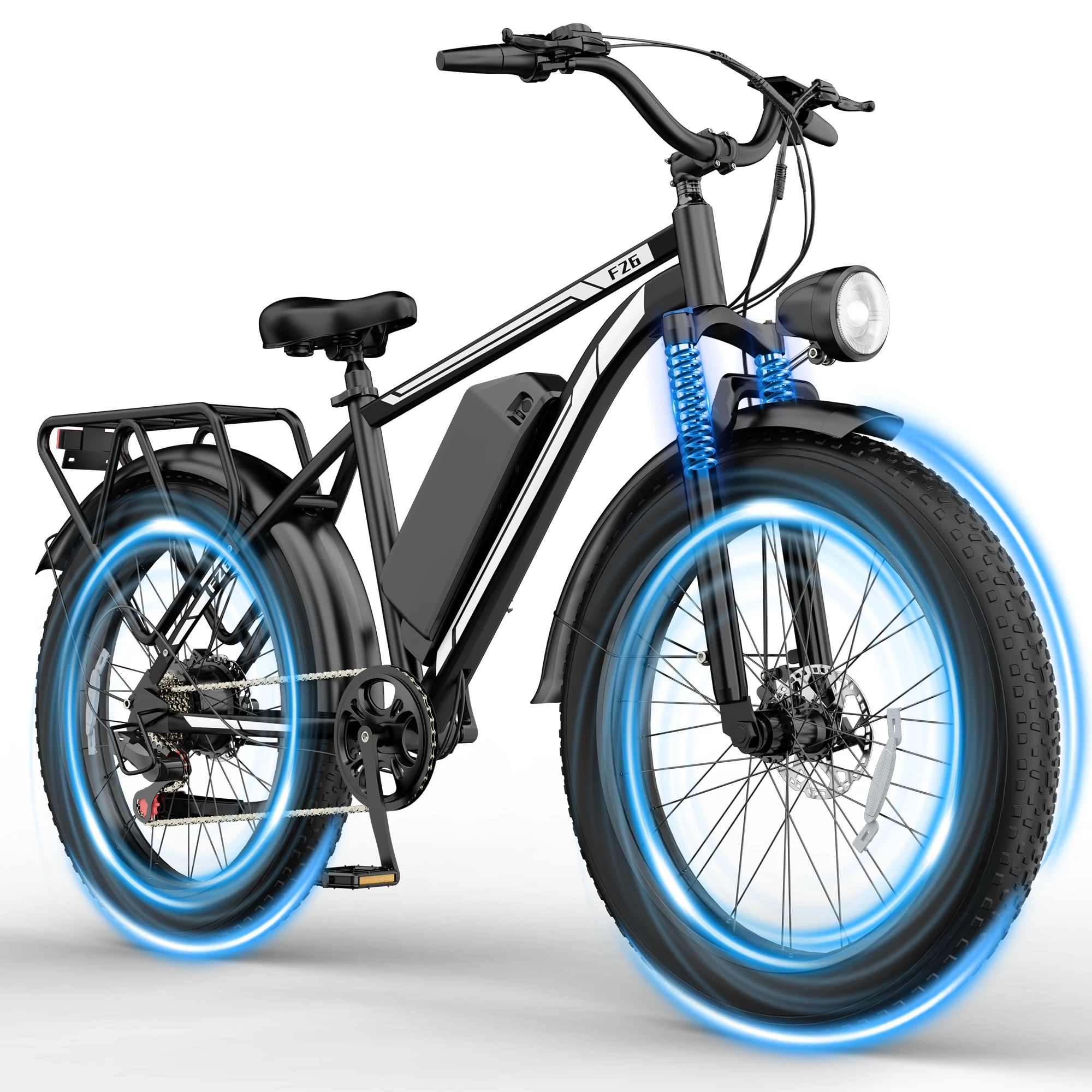 Zylvro F26 Lite Elektrofahrrad, 500W Motor 750W Spitzenleistung, 48V 18Ah Akku, 26×4 Zoll Fat Tire E-Bike, Elektrofahrrad für Erwachsene zum Fahren in der Stadt und in der Natur