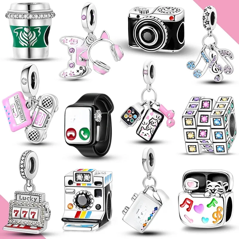AliExpress 925 Silver Charms Beads Smart Watch Bike Car Travel Dangle Fit Original Bangle Bracelet DIY Jewelry For Woman