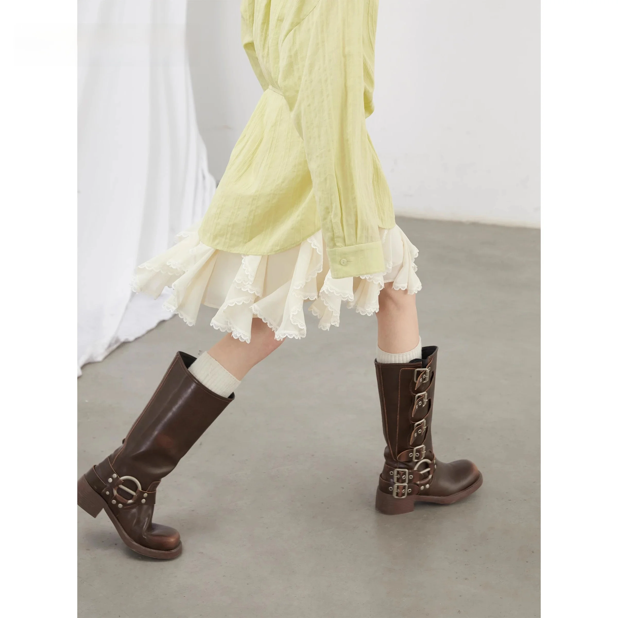 CHIC VEN Koreańskie spódnice damskie A Line Loose Casual New High Waist Irregular Lace Half Length Damska spódnica Wiosna Lato 2025 — zdjęcie 2