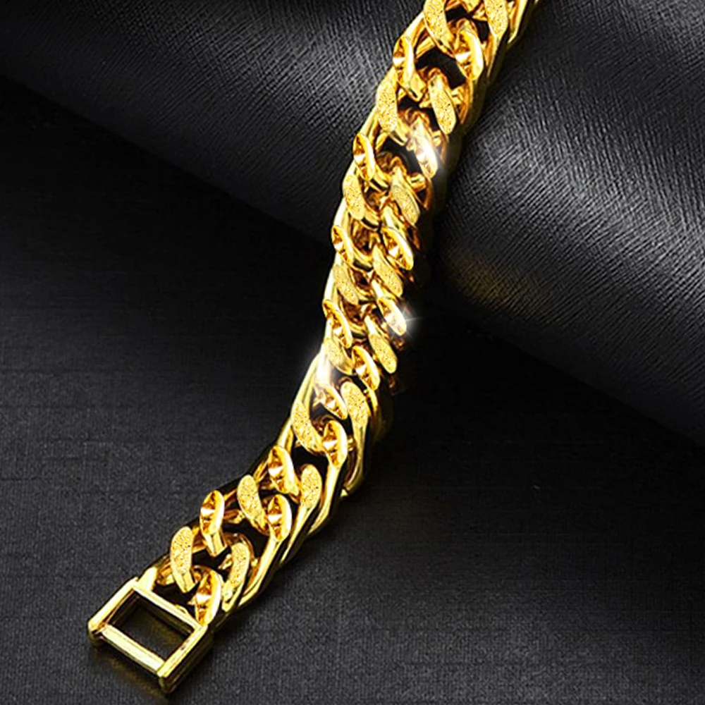 [Today's departure] 18K special compression-plating bracelet 1.2cm thick pulsation men's men's/truces high quality fashion jewelry ribold