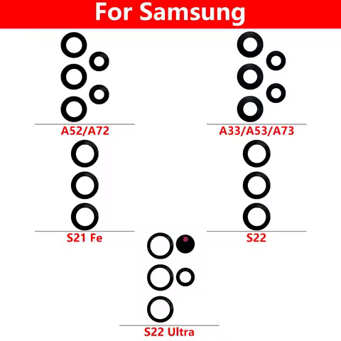 Rear Back Camera Glass Lens For Samsung S22 Plus Ultra S21 Fe A33 A53 A73 A52 A72 A03 Core M32 Camera Glass Cover Replacement