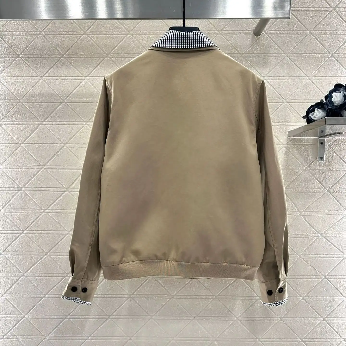 

2025 Autumn and Winter New Women's Detachable Lapel Plaid Collar Zipper Jacket Coat Twill Cotton Material