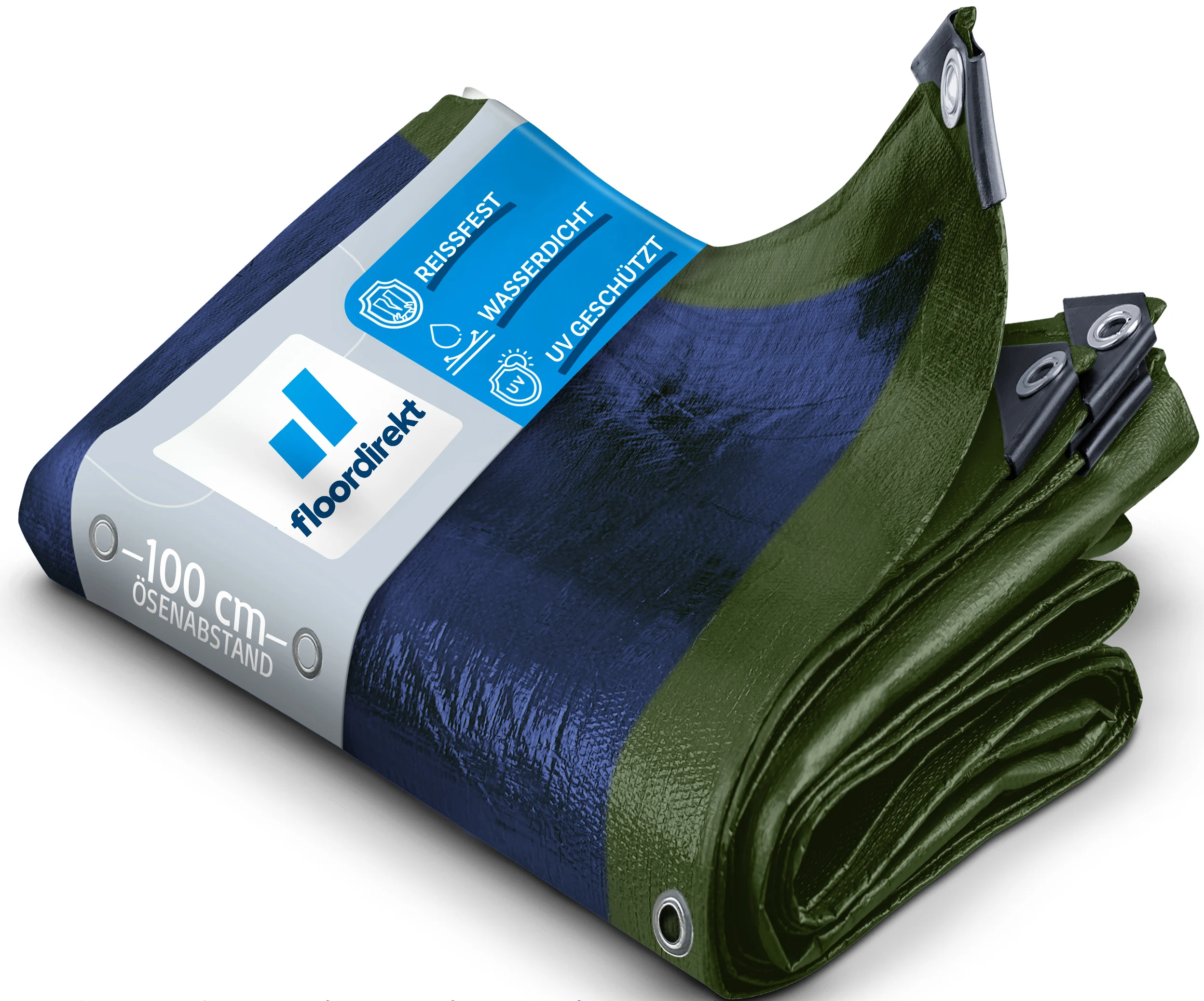 Floordirekt Abdeckplane Extra Reißfest Wasserdicht 140g/m² – Gewebeplane mit Ösen UV-Schutz für Gartenmöbel, Holz, Anhänger, Camping – Diverse Größen