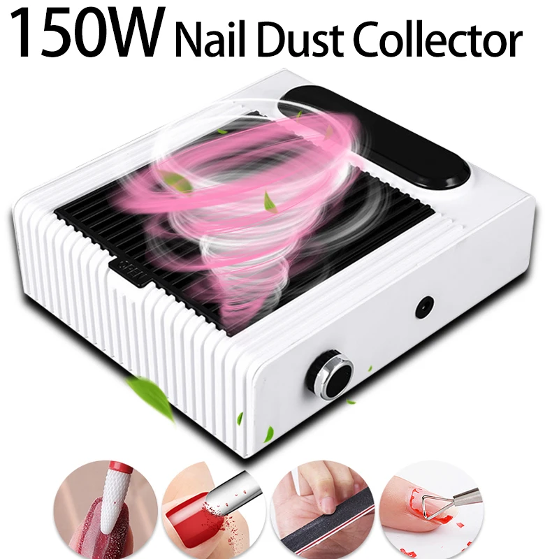 Nail Dust Collector 150W Electric Dust Suction Machine Desk Vacuum Cleaner for Acrylic Nails with Filter Adjustable Power