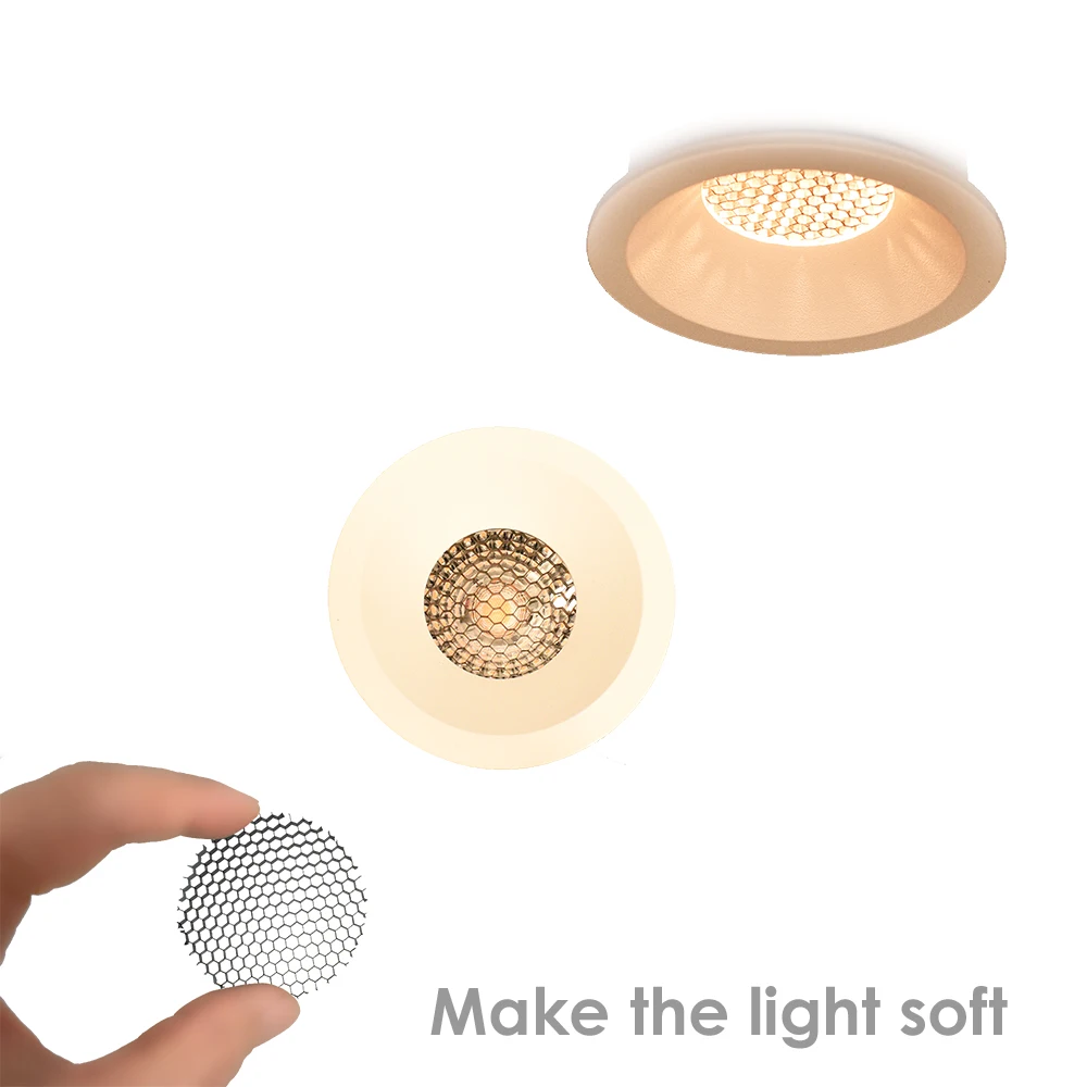 Soft Light Lamp Shade 3mm Honeycomb Anti-glare Plate Aluminum Mesh Cover Mount Reflector Diffuser for Spotlights Downlights