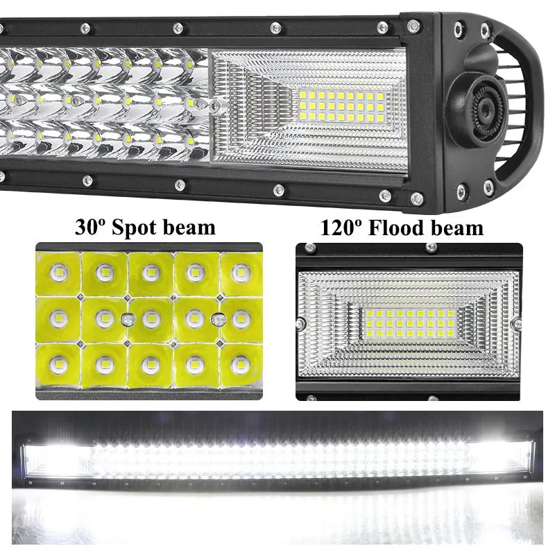 8D Lens Curved LED Work Light Bar IP68 Waterproof Offroad 4x4 Car LED Lighting Truck SUV ATV Spot Flood Driving Light