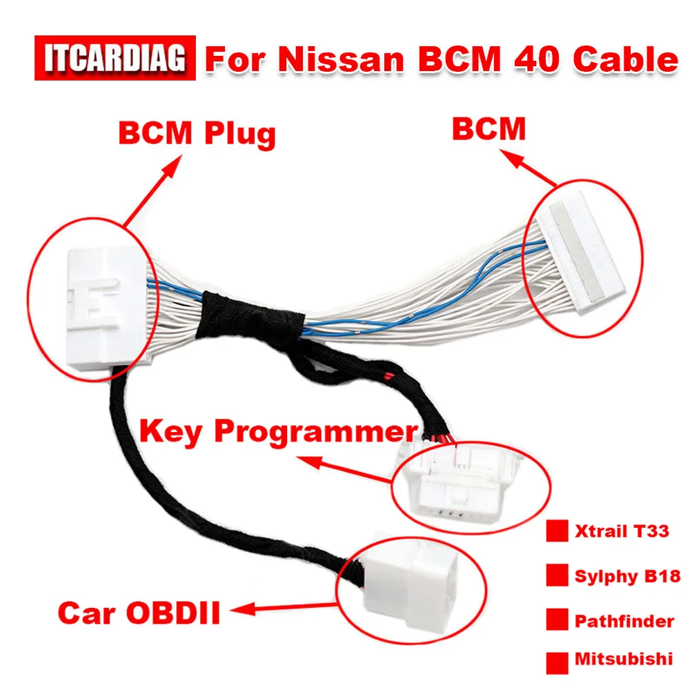 

For Nissan 40 BCM Cable 4A Smart Key Cable for Sylphy B18 Xtrail T33 Mitsubishi for OBDSTAR K518 Autel IM508 IM608 Key Tool Plus