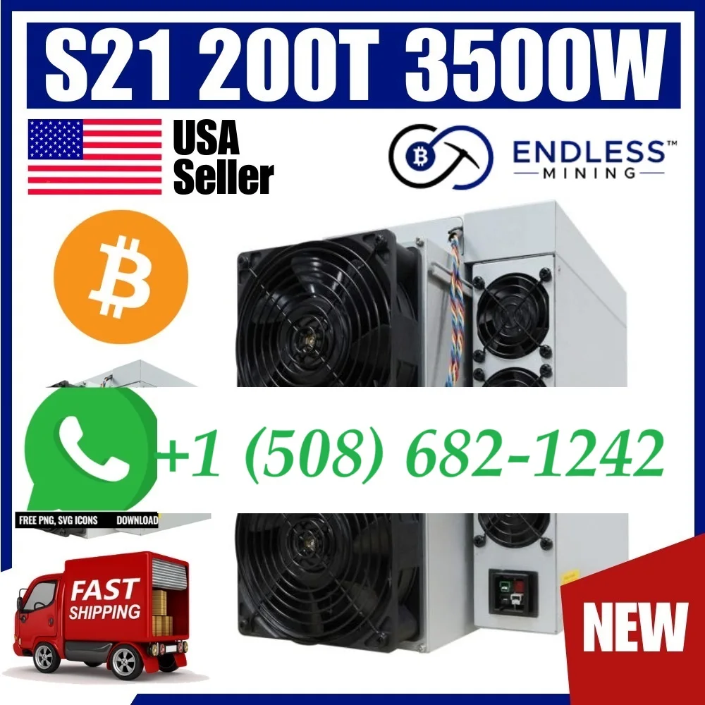 Buy 5 get 3 free Bitmain Antminer S21 200T 3500w Asic Miner BTC Crypto Miner Bitcoin Miner Bitmain S21 17.5J/T Include