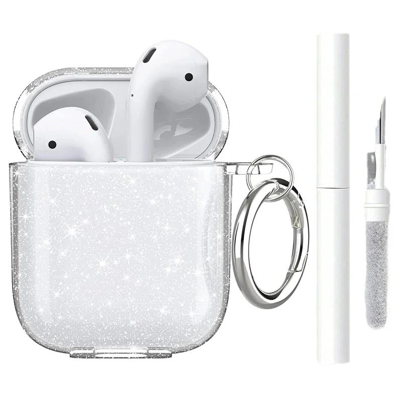 Étui de protection AirPods 4, avec paillettes roses transparentes, brillant, avec porte-clés Gor AirPods Pro2 3, pour hommes et filles