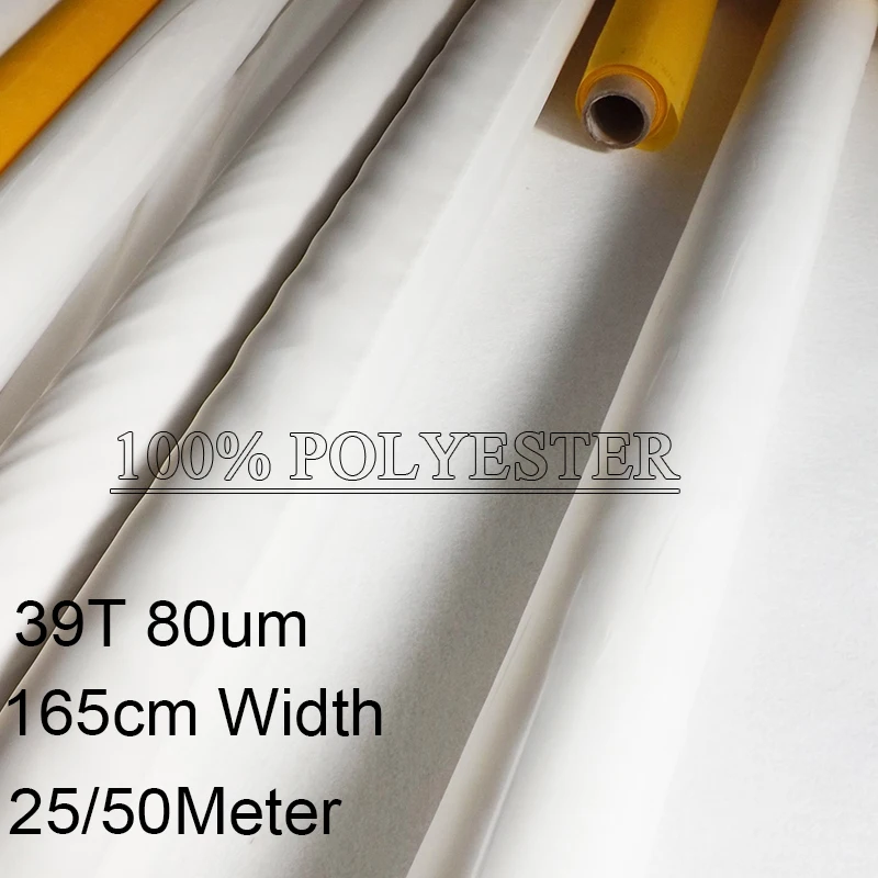 100% Polyester Mesh Screen Printing 39T 80um 165cm Width 25/50Meters With White Yellow Color