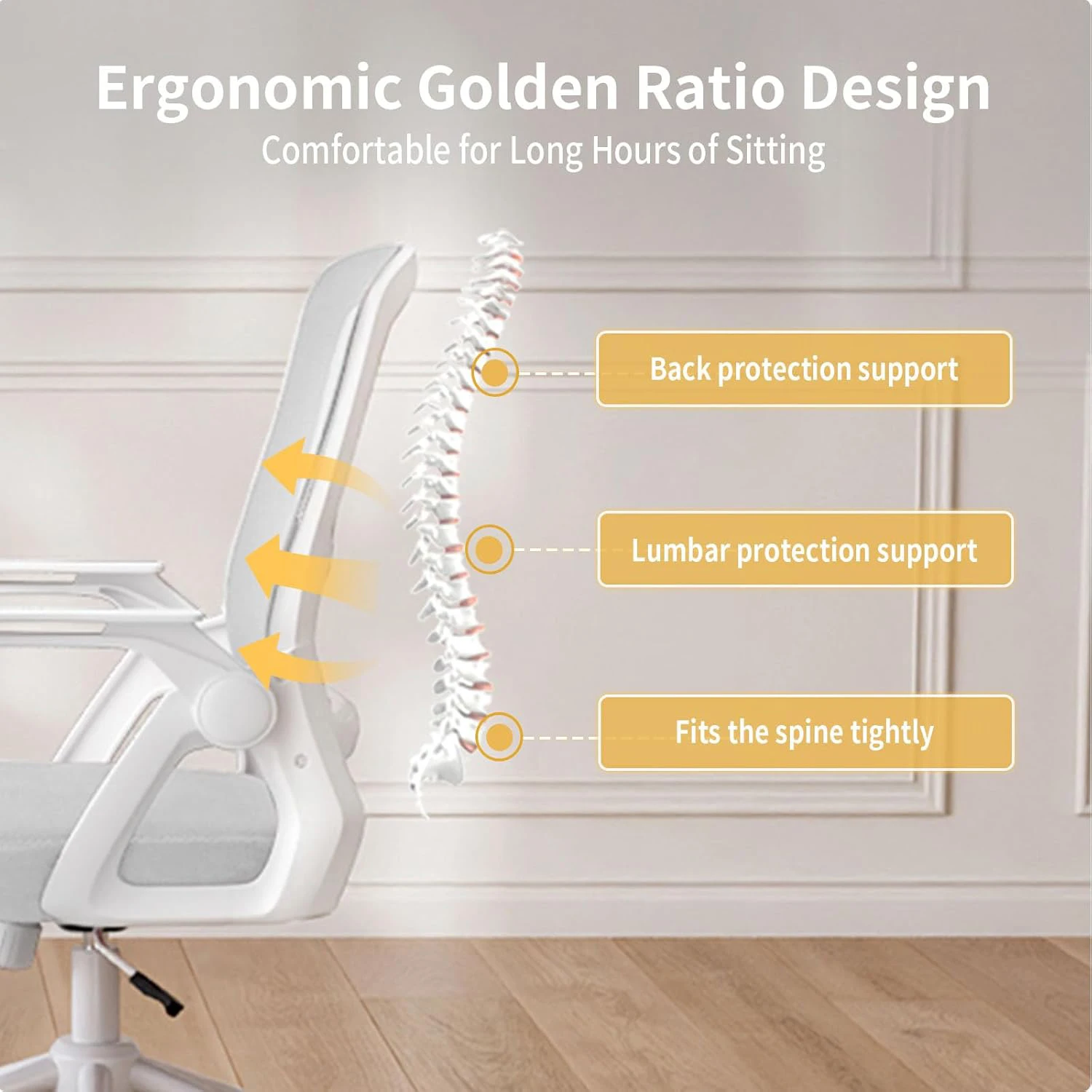 Ergonomiczne krzesło biurowe fotel gamingowy z podrzucanymi ramionami z siatką Naspaluro z poduszka pod plecy stabilizator lędźwiowy do pracy w