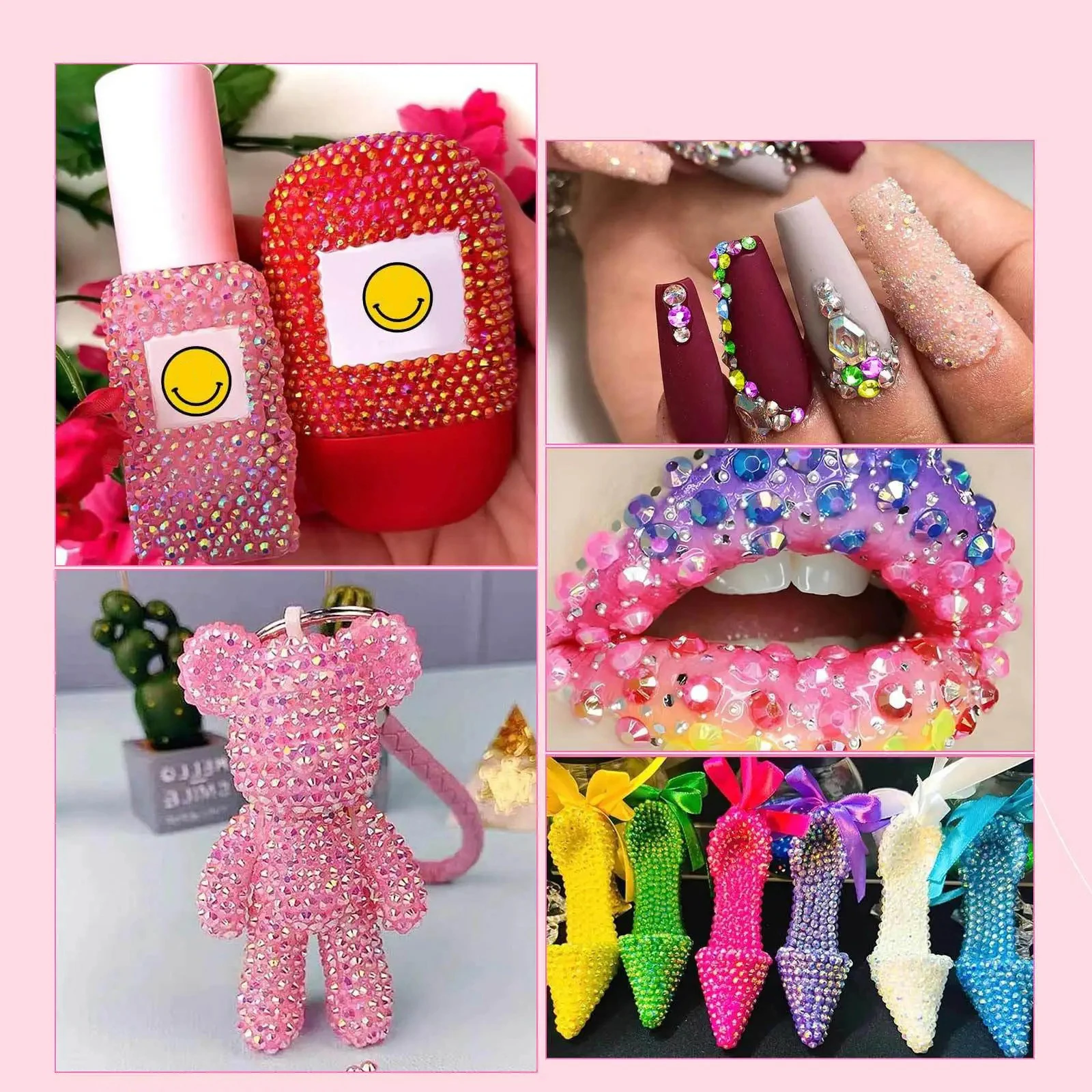 3mm Harz-Strasssteine für Bedazzling-Kit, Flatback Jelly Gems Strasssteine-Set mit Werkzeugen für Nagelkunst, Kleidung, Schuhe, Handyhüllen – Detail 4