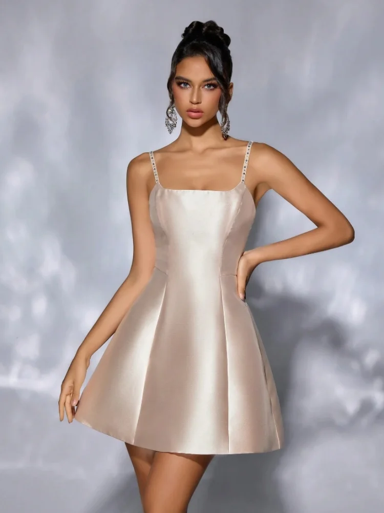 D&M Fashion Kleid mit offenem Rücken, Party, Nachtclub, ärmellose Passform, schmale Minikleider