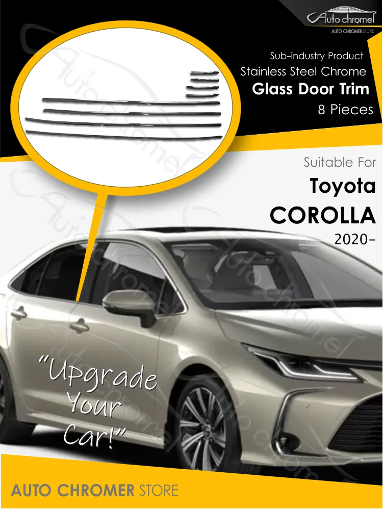 For Toyota Corolla 2019 Door Glass Chrome Trims 8 Pieces Sporty Body Kit External Car Parts Automotive Accessories Products