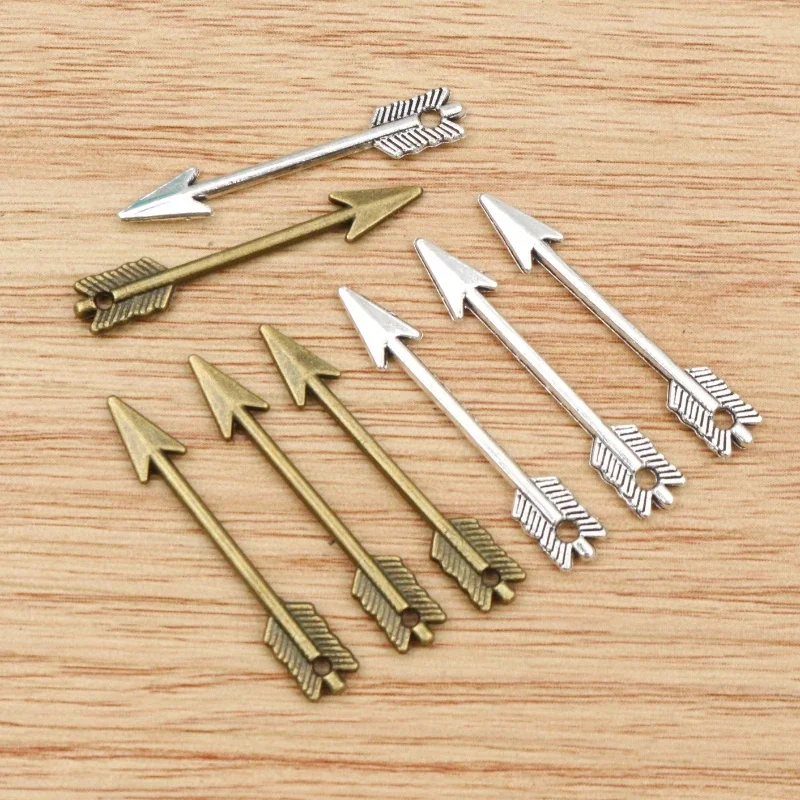 40 sztuk 30x5mm Antique Silver Plated brąz Plated strzałka ręcznie robiony wisiorek: DIY dla bransoletka naszyjnik — zdjęcie 2