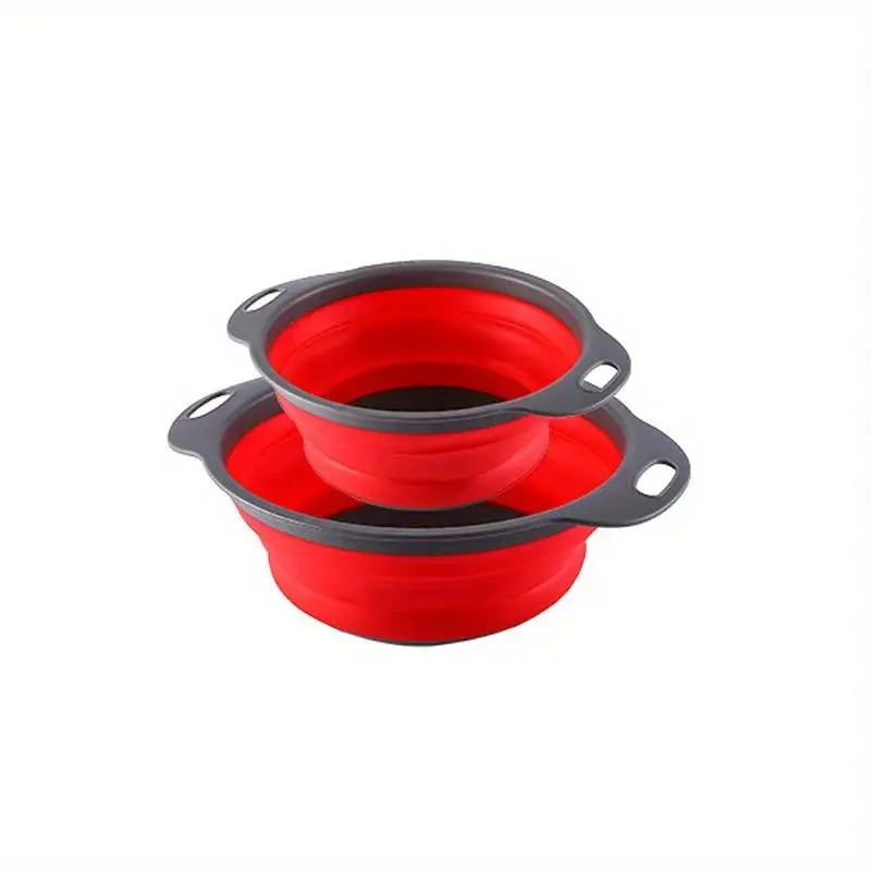 Collapsible Colander Set of 2 Round Silicone Kitchen Strainer Set  Kitchen Strainers Set Storage Pasta & Veggies  Fruit Strainer