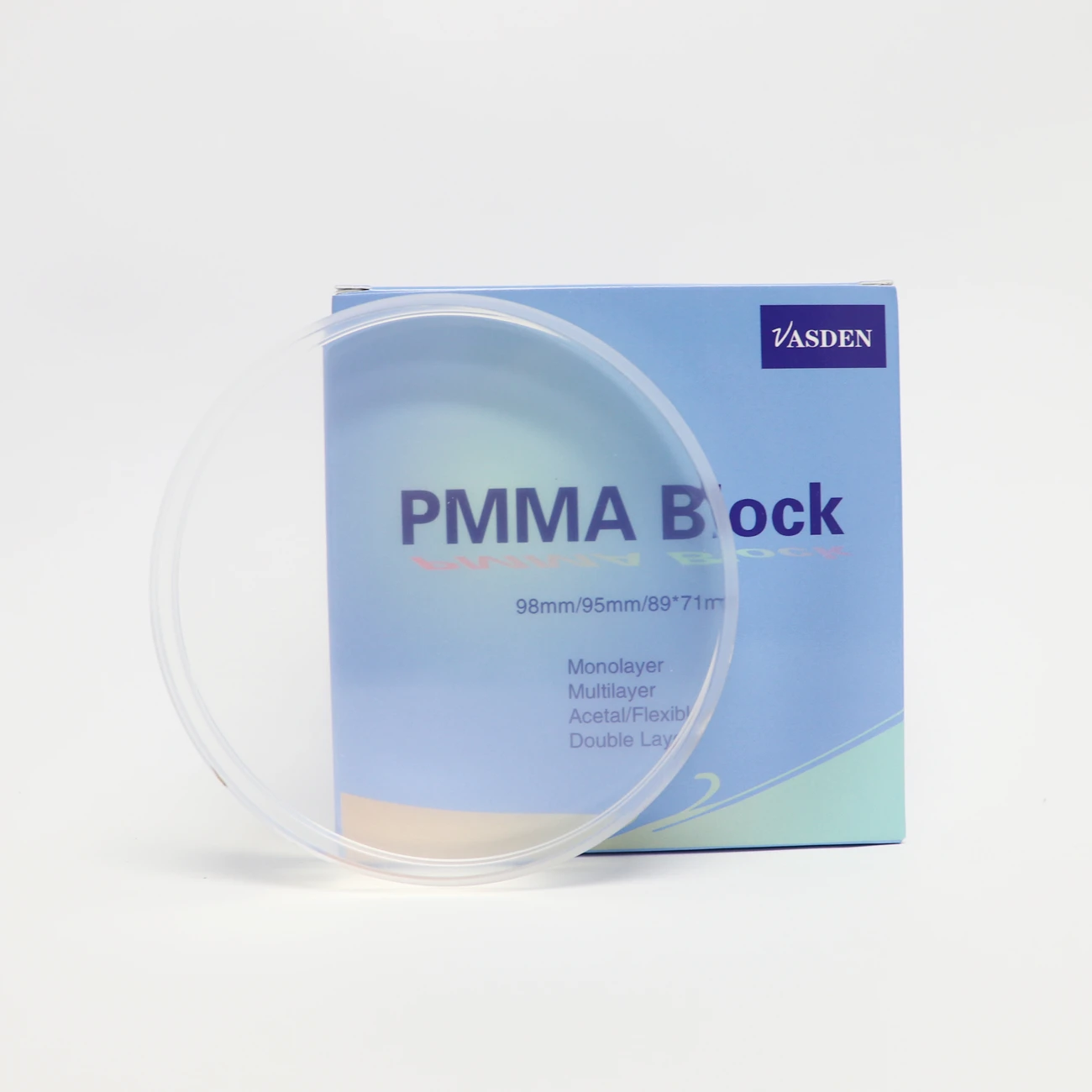 Disque de prothèse PMMA transparent monocouche vierge A2, papier transparent, nuit de fraisage Cadcam, résine de laboratoire dentaire, 5 pièces par lot